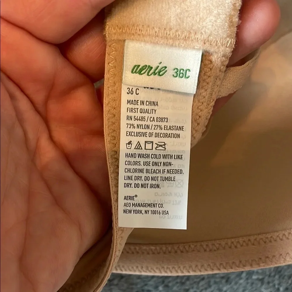 Aerie Cream Lace Detail Wireless Bra
